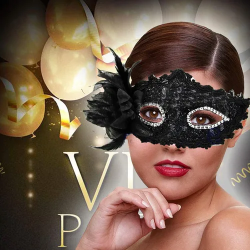 Vista 3 de 7Queen Máscara de mujer y hombre con diamantes de imitación para parejas Mardi Gras