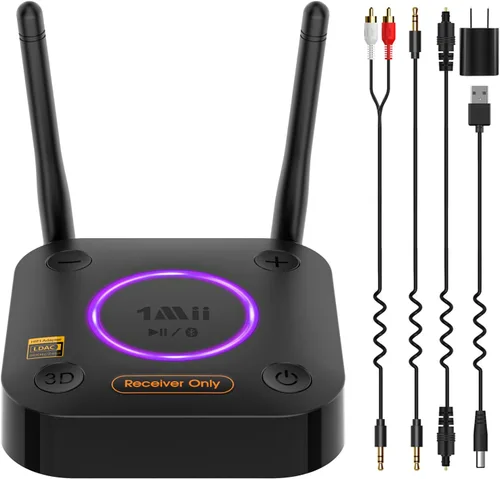 Vista 11 de [Actualizado] 1Mii B06Pro Receptor Bluetooth de largo alcance, adaptador de audio inalámbrico HiFi, receptor Bluetooth 5.3 con envolvente 3D aptX HD