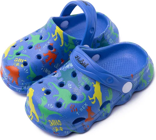 Vista 3 de techcity - Zapatos de jardín de dinosaurios para niños, diseño de dibujos animados