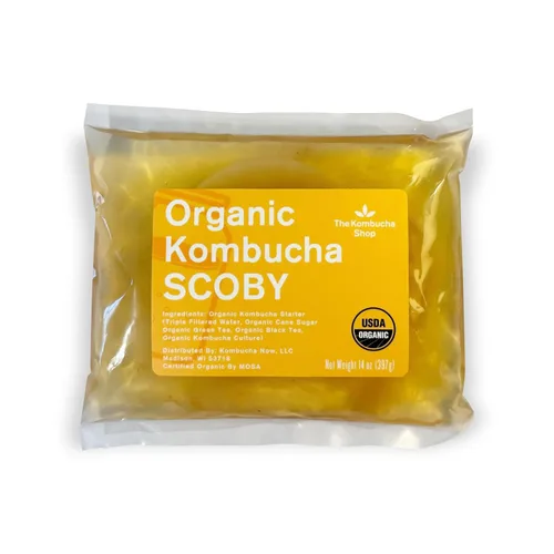 Vista 7 de SCOBY Kombucha Starter Kit 100% orgánico - 100% garantizado para preparar - Cultura fresca y viva con líquido de iniciación - The Kombucha Shop
