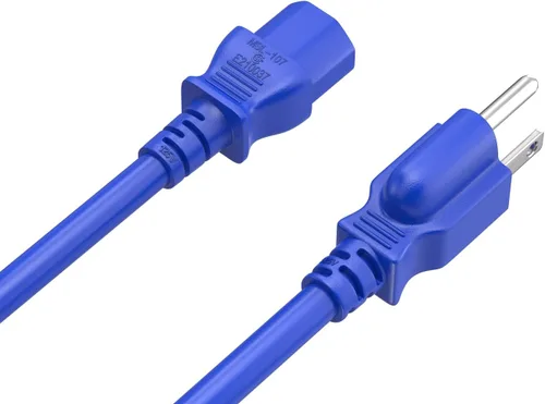Vista 4 de Cable Leader Cable de alimentación universal de 2 pies 18 AWG IEC320 C13 a NEMA 5-15P, azul