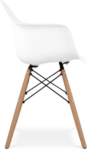 Vista 5 de Pyramid - Sillones de plástico y madera de haya de 17.5 pulgadas, color blanco (juego de 2)