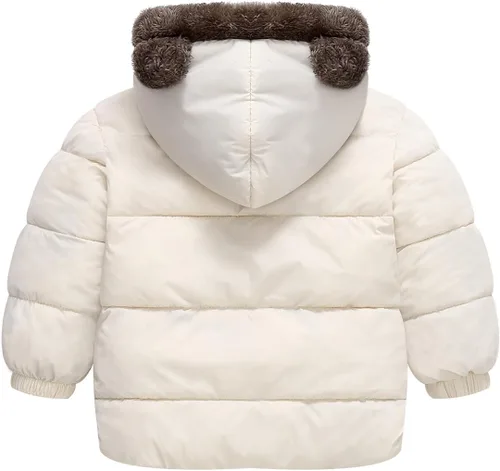 Vista 2 de Fairy Baby Abrigo de invierno para bebé, chaqueta con capucha para bebé, chaqueta de forro polar cálido, traje de nieve, cárdigan de oso para niños