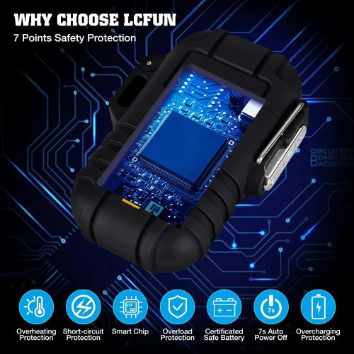 Vista 5 de LcFun - Encendedor eléctrico impermeable, doble arco a prueba de viento, recargable por USB, sin llama, plasma para campamento, senderismo