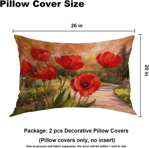 Vista 353 de Batmerry Autumn Pumpkin Templeton Throw Pillow Covers, Green Leaves Paths Forests Decorative Pillow Covers Digital Printing Blended for Couch Sofa