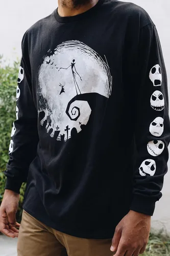 Vista 5 de Disney Nightmare Before Christmas Jack Skellington Moon - Camiseta de manga larga para adultos