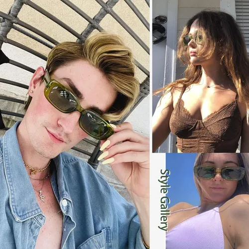 Vista 5 de Tskestvy 4 lentes de sol retro vintage tamaño pequeño cuadrado rectángulo de los años 90 a la moda Y2K para mujer estética