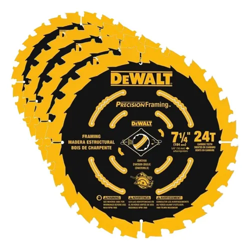 Vista 4 de DEWALT Hoja de sierra circular, 7 1/4 pulgadas, 24 dientes, encuadre (DW3599B10)