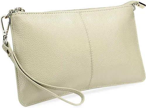 Vista 19 de YALUXE Women's Genuine Leather Wristlet Handbags Purses Clutch Wallet Bag 1- Correa de cuero blanco