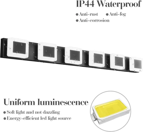 Vista 5 de 6 luces LED de baño sobre espejo negro acrílico moderno luces de tocador regulables luz de pared baño tocador accesorios