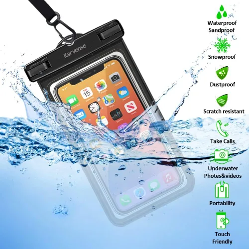 Vista 2 de Funda impermeable para teléfono, paquete de 2 soportes impermeables para iPhone 15 14 13 12 11 Pro Max, Samsung Galaxy, Pixel, bolsa seca universal