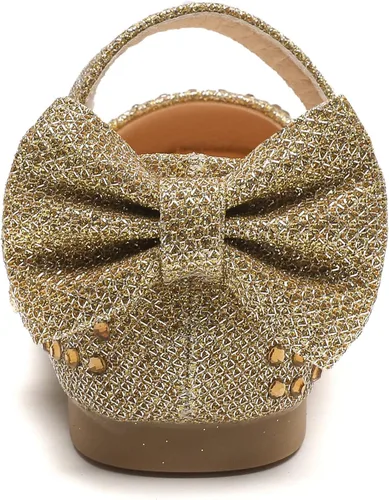 Vista 4 de kkdom Zapatos de vestir para niña Mary Jane Ballet Flats Bow Flower Girl Boda Fiesta Bailarina Zapatos planos para niñoniño pequeño niño grande