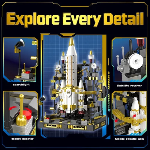 Vista 4 de Space Rocket Building Set, Rocket Launch Model Kit for Boys 8-12