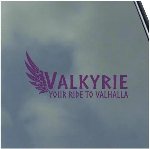 Vista 10 de Valkyrie Your Ride to Valhalla - Calcomanía de vinilo Asatru Norse God Odin Rune por KLO Graphics Negro