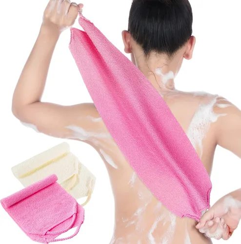 Vista 8 de Exfoliante de espalda para ducha, paño para la espalda, toalla de longitud extendida, de nailon, con correa elástica, paño de lavado para baño