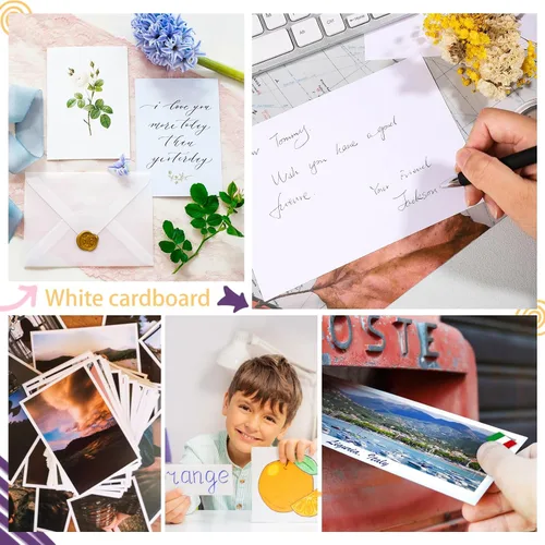 Vista 6 de 50 paquetes de papel de cartulina 5x7, papel de cartulina blanco de 80lb, papel grueso de cartulina para impresora, postales, invitación de boda