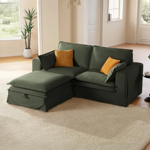 Vista 21 de Sofá modular lavable de gran tamaño de 89 pulgadas, sofá nube con funda totalmente extraíble, sofás seccionales para sala de estar, tela