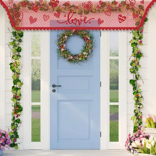Vista 6 de Tatuo Bufanda para el día de San Valentín, mantel de encaje con corazón rojo para el día de San Valentín, boda, aniversario, sala de estar