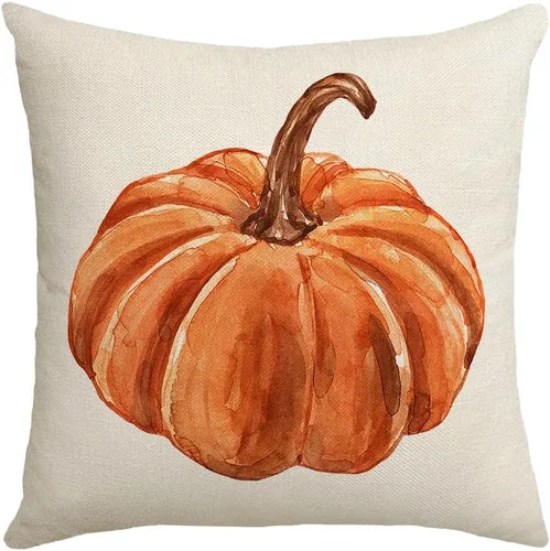 Vista 4 de Fundas de almohada de otoño con diseño de calabaza y hojas de arce naranja para el hogar, 18 x 18 pulgadas, decoración de agradecimientos bendecidos