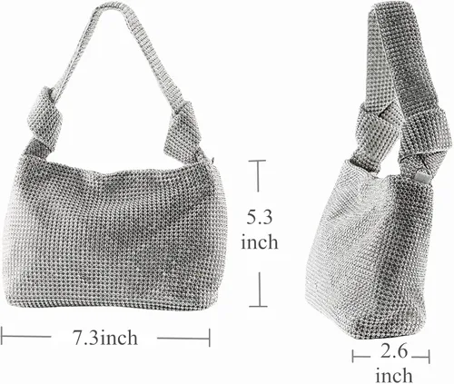Vista 7 de Bolso de mano con diamantes de imitación para mujer, bolso de mano brillante con purpurina, bolso cruzado para boda, noche, fiesta de graduación