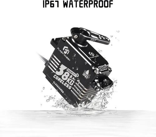 Vista 3 de Servo sin núcleo de 83.8 lbs, servo de alto par de torsión de 8.4 V, engranaje de metal completo servo RC con IP67 impermeable y soporte magnético