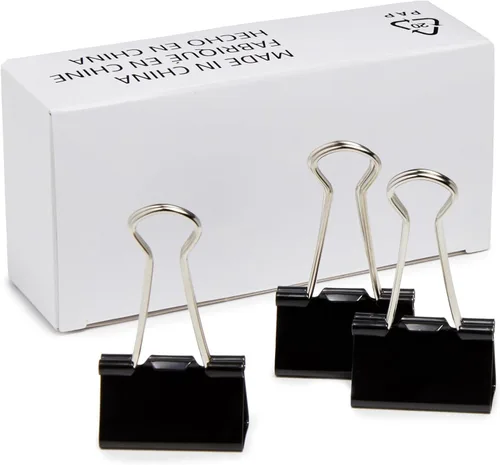 Vista 12 de Amazon Basics - Clips resistentes para carpetas de oficina, 144 unidades (paquete de 12 de 12), pequeños, 0.75 pulgadas, negros