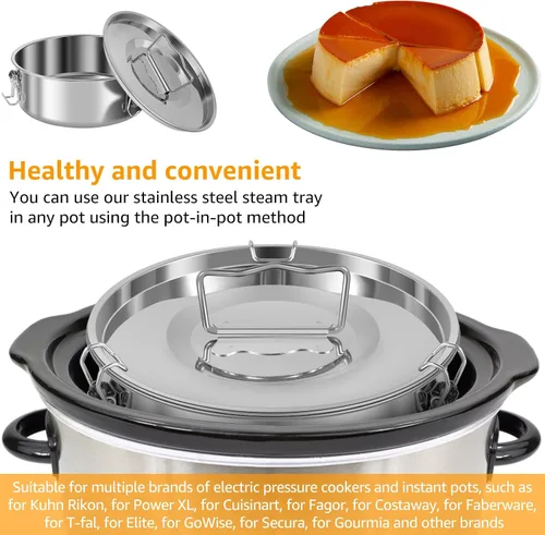 Vista 3 de Molde de flan con tapa, molde de acero inoxidable con asa, 1.5 cuartos de galón de gran capacidad, máquina de flan flanera de flanera de gran