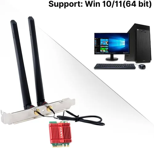 Vista 5 de FENVI WiFi 6E Kit de actualización de escritorio con Intel AX210-5400Mbps Tri-Band 6GHz y BT 5.3 Incluye tarjeta WiFi M.2 2230 AX210NGW, antenas