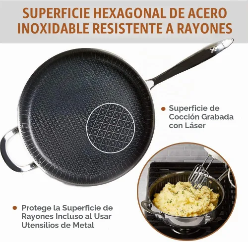 Vista 4 de Copper Chef Titan Pan - Sartenes de acero inoxidable de tres capas antiadherentes