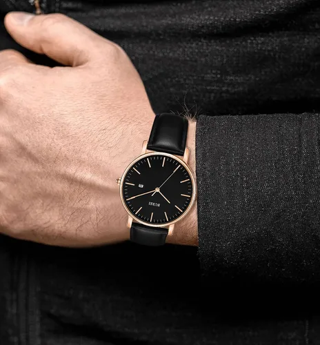 Vista 6 de BUREI - Reloj de pulsera analógico para hombre con fecha y correa de piel
