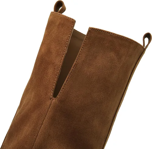 Vista 4 de Ermonn Botas de invierno elásticas con tacón grueso y cremallera lateral alta para mujer