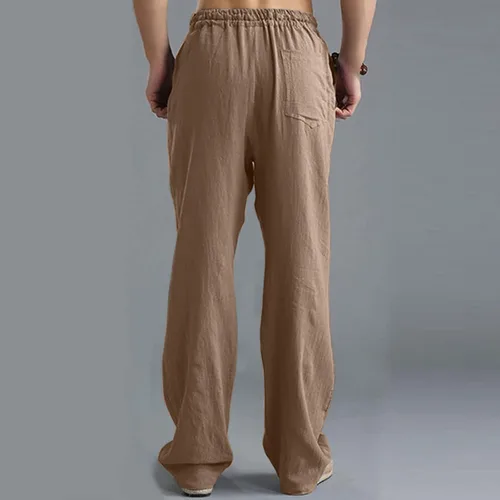 Vista 7 de Shiyingl Men's Sweatpants Casual Loose Fit Wide Leg Linen Pants Comfy Stretch Tech Pant Full Length Trouser with Drawstring