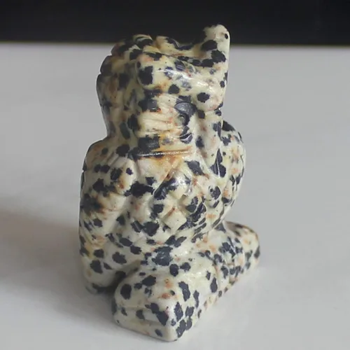 Vista 4 de 1.5 '' tallada a mano mixta gemstome cristal búho animal figura talla animal (jaspe dálmata)