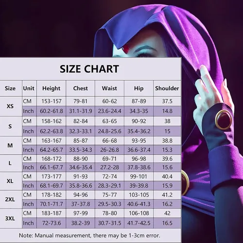 Vista 6 de Teen Women's Anime Costume Deluxe Jumpsuit Cloak Halloween Cosplay Rompers Purple Cosplay Set