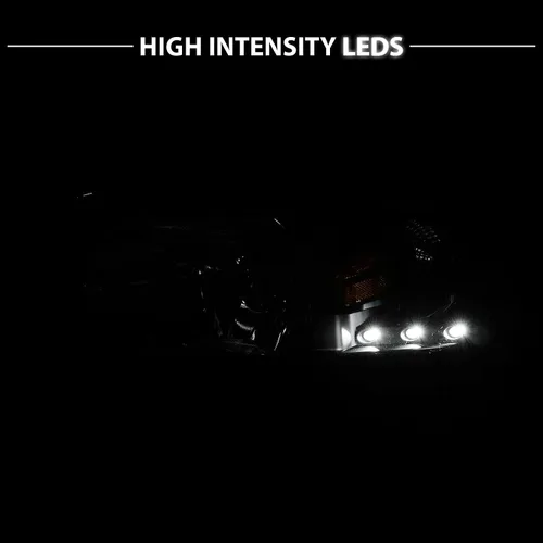 Vista 7 de AmeriLite Juego de 1 faro delantero de repuesto negro con lámpara de estacionamiento LED de esquina para Dodge Ram 1500 2500 3500 1994-2001, lado