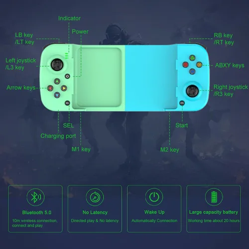 Vista 8 de Mobile Game Controller Gamepad for iPhone iOS Android PC Works with iPhone 1514131211X, iPad, Samsung Galaxy, TCL, Tablet, Call of Duty, Roblox
