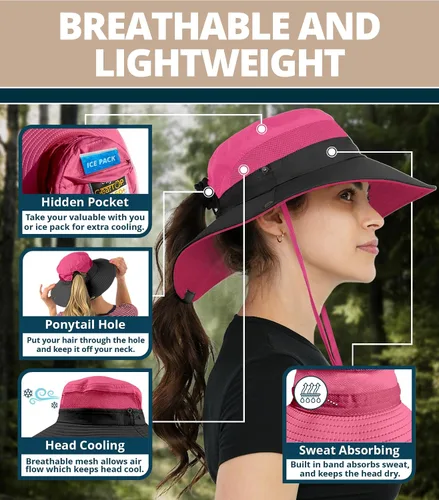 Vista 4 de GearTOP Safari Sun Hat for Men and Sun Hats for Women UV Protection UPF 50+ Hiking, Gardening, Fishing