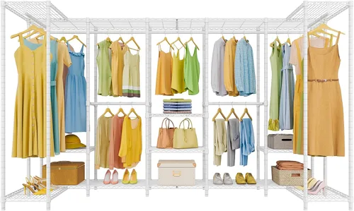 Vista 10 de VIPEK U70 Perchero extra grande resistente, armario de pie portátil para almacenamiento de ropa en el dormitorio, organizador de armario de alambre