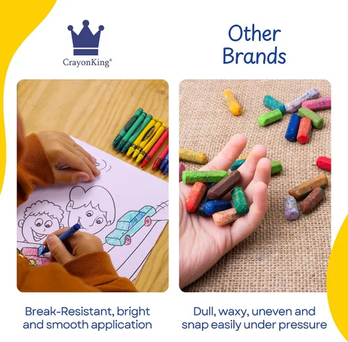 Vista 7 de Crayonking 100 juegos de paquetes de 3 unidades en celofán (300 crayones a granel) – Restaurantes, aulas, fiestas y eventos – Crayones no tóxicos