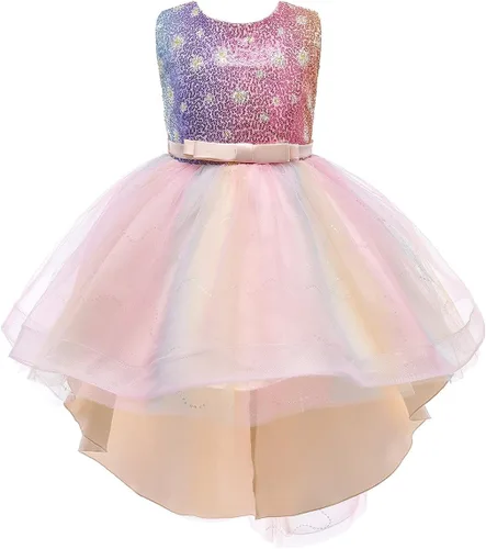 Vista 15 de Disfraz de princesa de lentejuelas de unicornio para niñas, disfraz de Halloween, fiesta de Navidad, boda, cumpleaños
