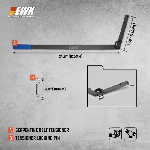 Vista 2 de EWK Herramienta de correa serpentina para BMW y MINI Cooper R52 R53, W11 motor sobrealimentado