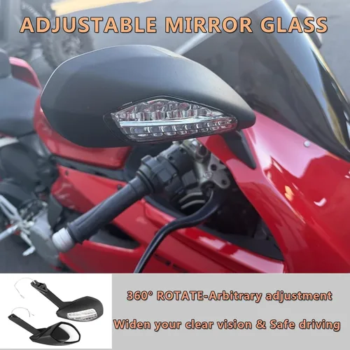 Vista 4 de Worldmotop - Espejo retrovisor lateral ajustable para motocicleta, compatible con Ducati 959 Panigale 2016-2019 1299 Panigale/S/R 2015-2019 2018 2017