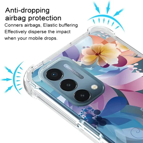 Vista 5 de Osophter Funda para Oneplus Nord N200 5G con protector de pantalla floral floral para niñas y mujeres, absorción de golpes flexible de goma TPU