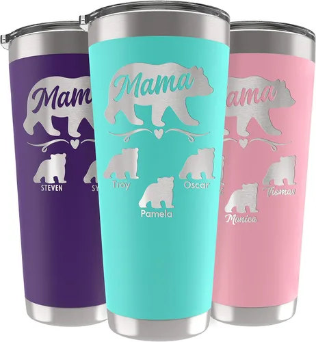 Vista 25 de Vaso de Mamá Oso, vaso personalizado para mamá Oro Rosa