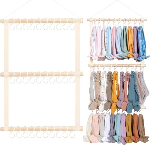 Vista 10 de POVETIRE Soporte para diadema organizador de bandas para la cabeza para niñas, diademas de bebé, accesorios para el cabello, organizador