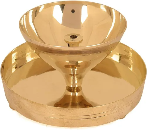 Vista 2 de Satvik - Lámpara de cristal decorativa de 5 pulgadas con forma ovalada, lámpara de aceite de cristal decorativa de latón con forma ovalada Lámpara