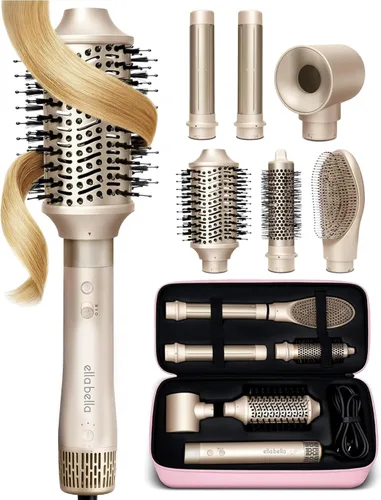 Vista 11 de ELLA BELLA® Estilizador profesional de aire caliente 6 en 1 • Potente juego de secador de pelo y alisador • Estilo sin daños por calor • Secado