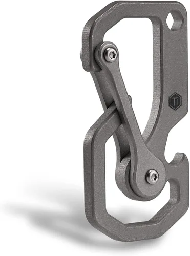 Vista 10 de KeyUnity Herramienta de llavero de mosquetón de titanio, 3 funciones en 1 multiherramienta para transporte diario (KU06BK)