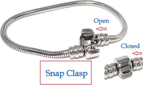 Vista 2 de Dijes de acero inoxidable para brazalete, broche tapón sin roscar para dijes Pandora