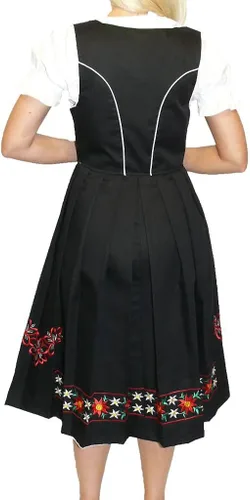 Vista 5 de Dirndl Trachten Haus Vestido largo de 3 piezas para camarera de Oktoberfest color negro